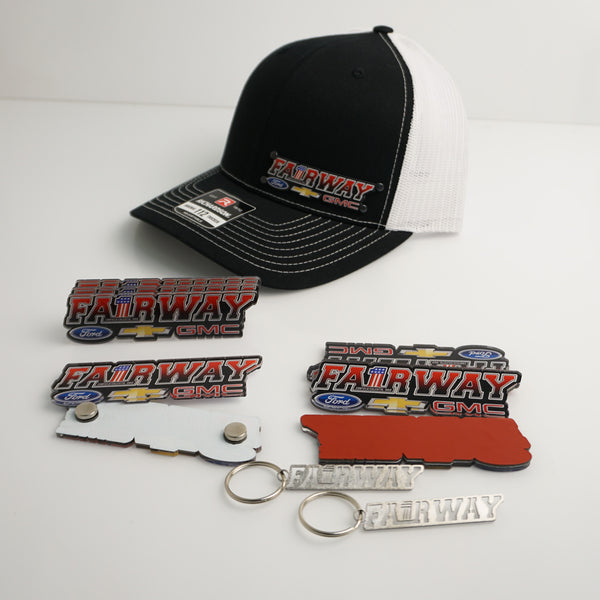 Small Business Bundle - 10 Full Color Badge Hats, Keychains and Universal Badges