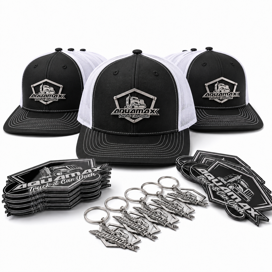 Small Business Bundle - 10 Stainless Steel Badge Hats, Keychains and Universal Badges