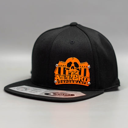 Custom Company Badge Hats With Logo - Flat Bill Black Hat – Dual Layered - Powder Coated Design
