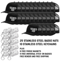 Medium Business Bundle - 25 Stainless Steel Badge Hats, Keychains and Universal Badges 2