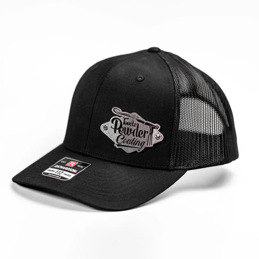 Custom Company Badge Hats With Logo - Black Mesh Trucker Hat – Raised Stainless Design - Headgear Hats