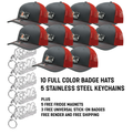 Small Business Bundle - 10 Full Color Badge Hats, Keychains and Universal Badges 1